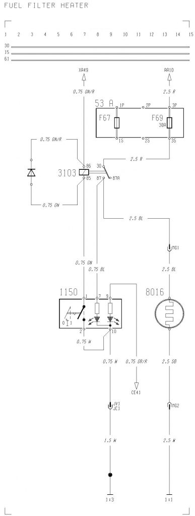 Volvo F12, F16 – wiring diagram – fuel filter heater - Carknowledge.info