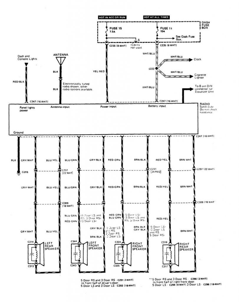 Acura Integra (1989) wiring diagrams audio system Carknowledge.info