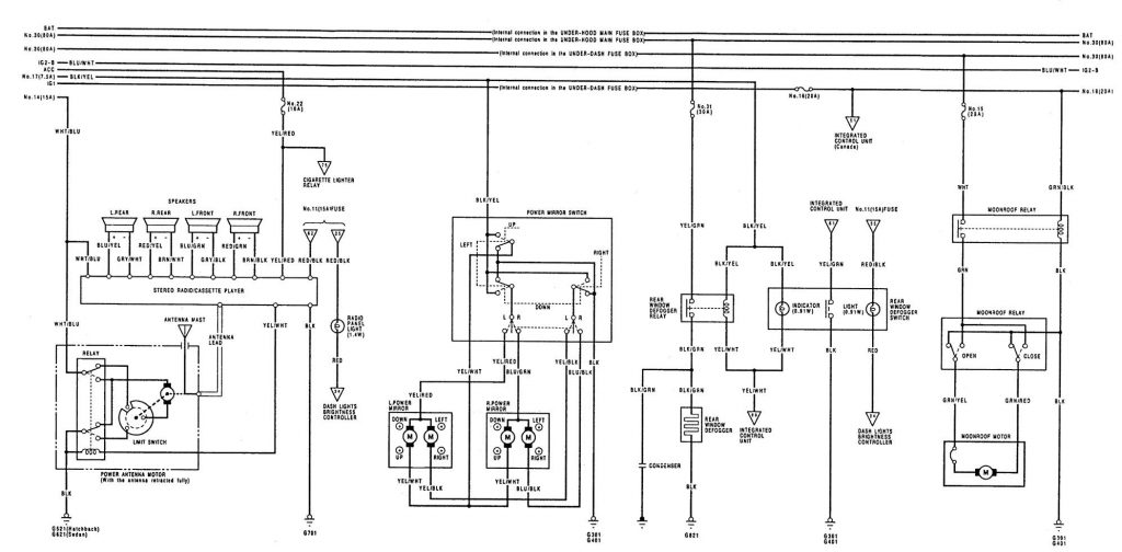 Acura Integra (1992 - 1993) - wiring diagrams - audio system