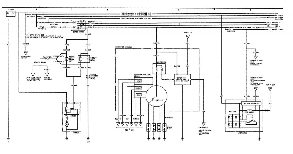 Acura Integra 1991 1992 Wiring Diagrams Charging System