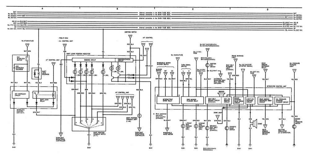 Acura Integra 1991 Wiring Diagrams Computer Data Lines