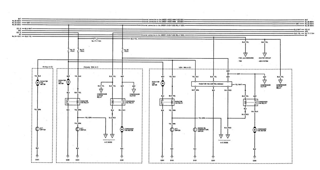 Acura Integra (1993) – Wiring Diagrams – Cooling Fans - Carknowledge.info