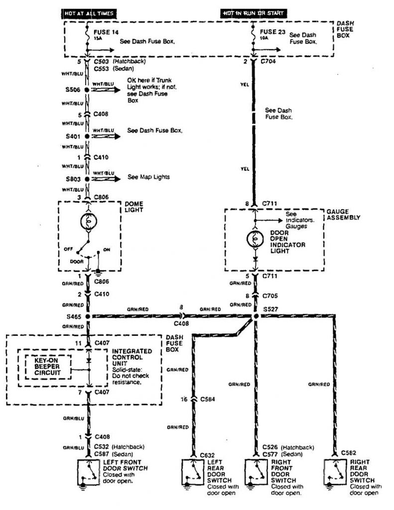 Acura Integra (1990) - wiring diagrams - dome lamp - Carknowledge.info