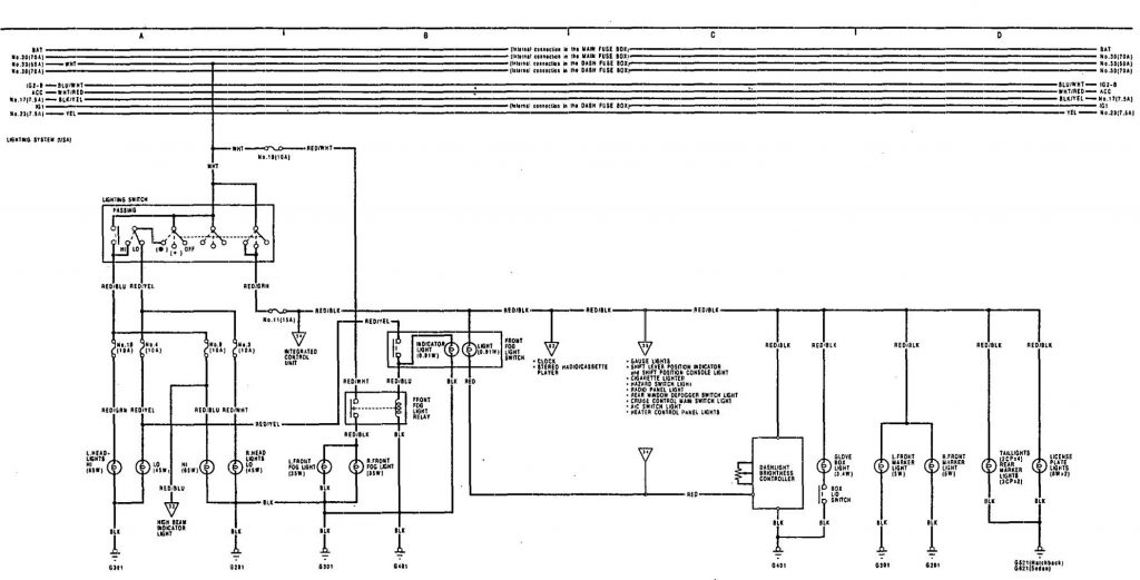 Acura Integra 1991 Wiring Diagrams Exterior Lighting