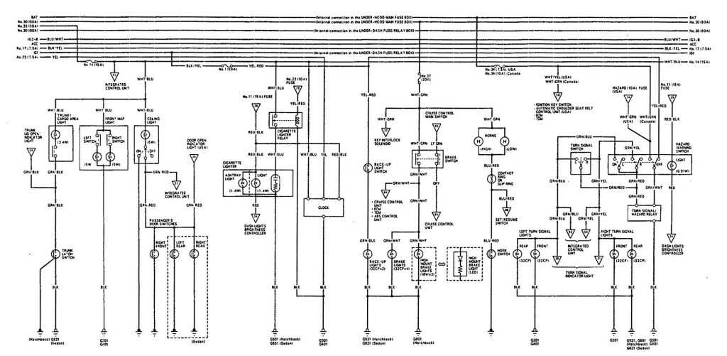 Acura Integra (1993) - wiring diagrams - map lamp - Carknowledge.info