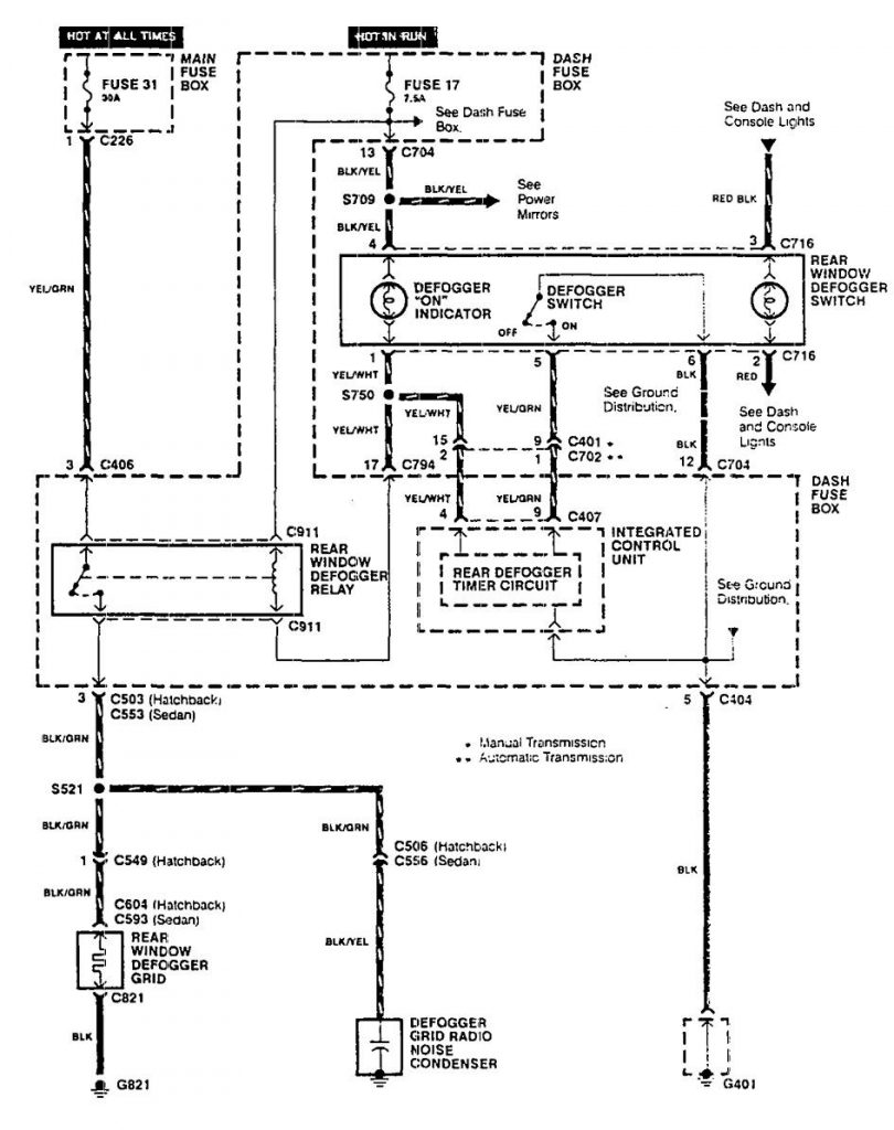 Acura Integra (1990) – wiring diagrams – rear window defogger ...