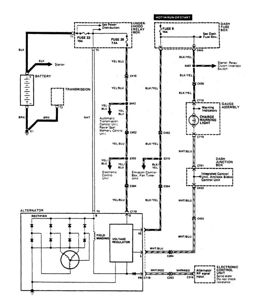 Acura Legend (1990) -wiring diagram – charging system - Carknowledge.info