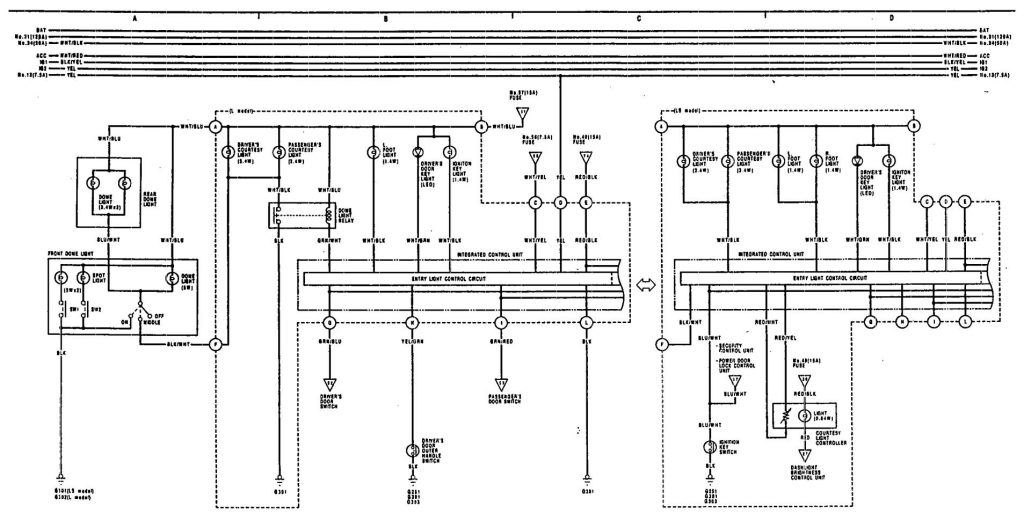 Acura Legend (1991 – 1992) – wiring diagram – courtesy lamp ...