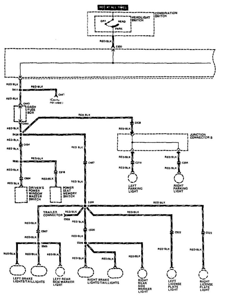 Acura Legend (1990) wiring diagram headlamp switch Carknowledge.info