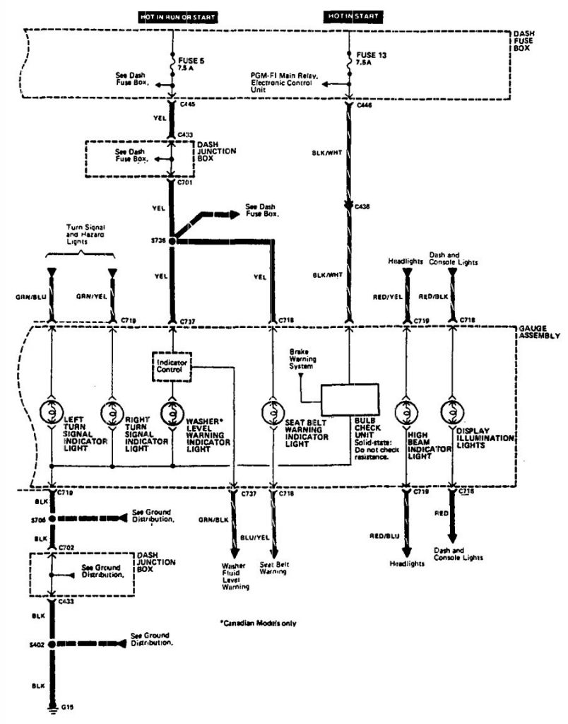 Acura Legend (1990) wiring diagram indicator lamp Carknowledge.info