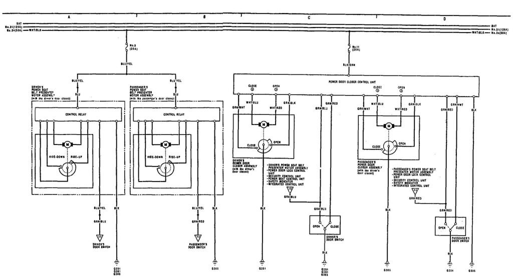 Acura Legend (1991 1992) wiring diagram power seat Carknowledge