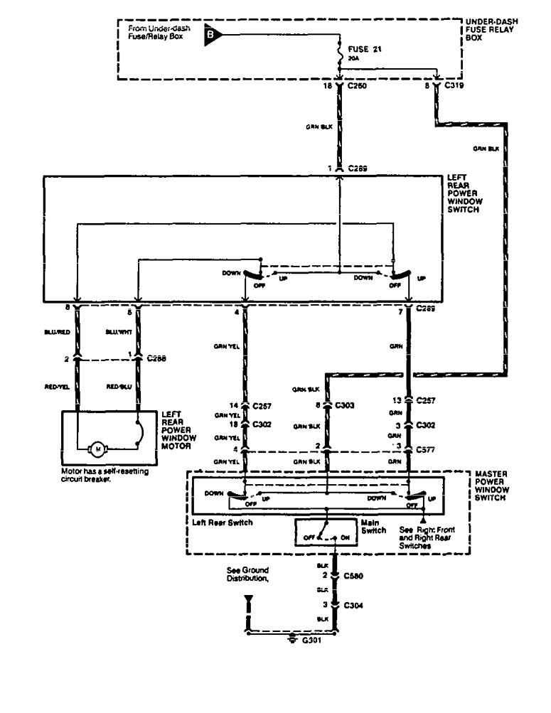 Acura Legend (1994 – 1995) – wiring system – power windows ...