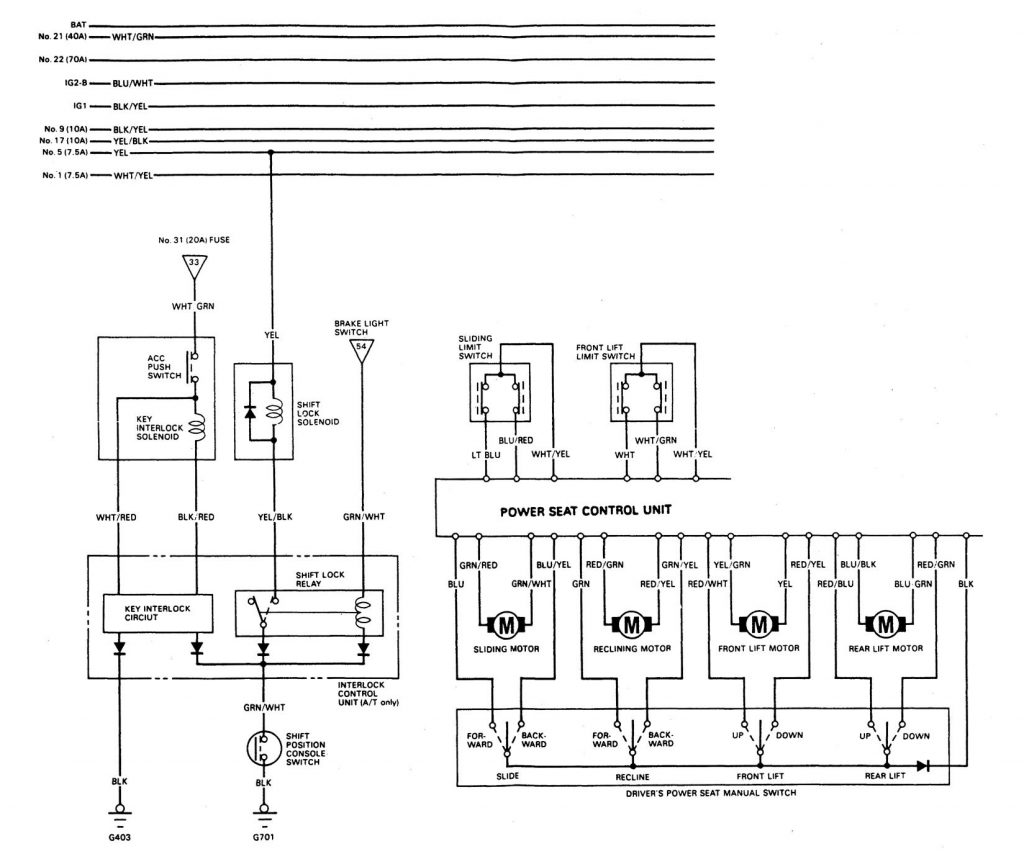 Acura Legend (1989) – wiring system – shift interlock - Carknowledge.info