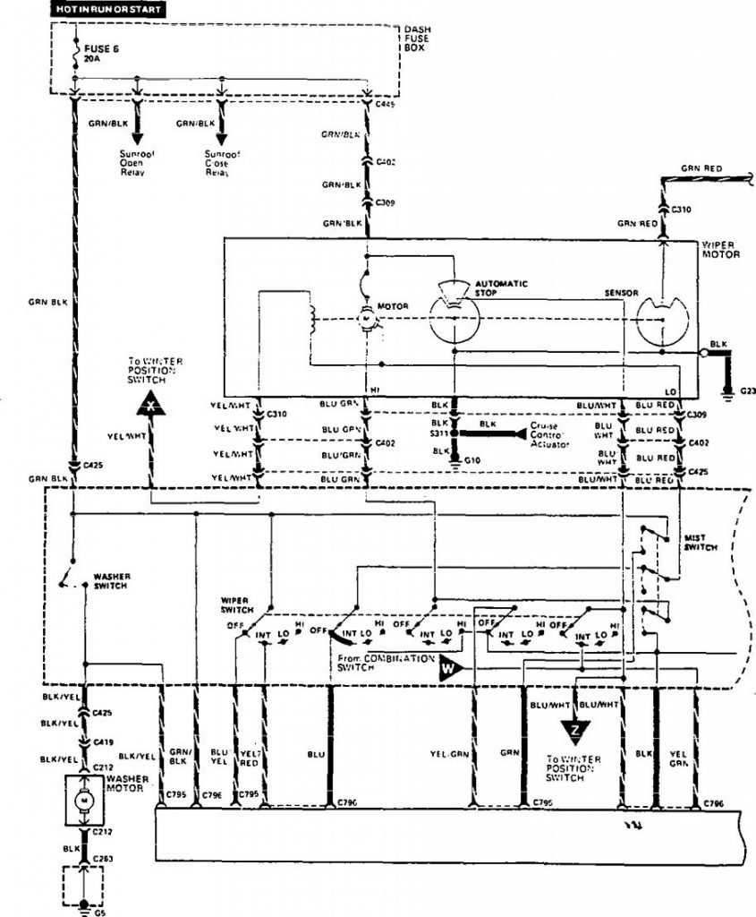 Acura Legend (1990) – wiring diagram – wiper/washer - Carknowledge.info