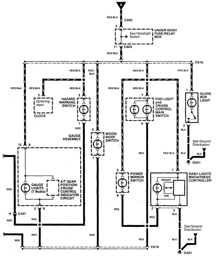 Acura TL (1998) - wiring diagrams - vanity mirror lamp - Carknowledge.info