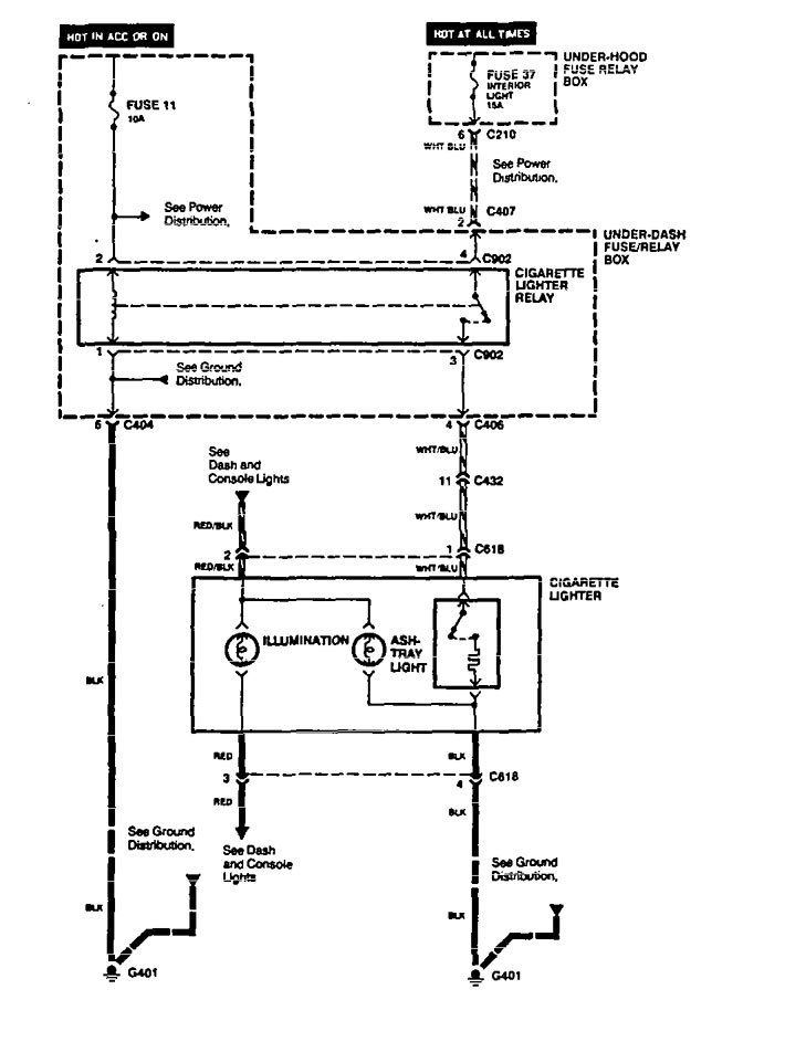 Acura Vigor (1994) – wiring diagrams – cigar lighter - Carknowledge.info