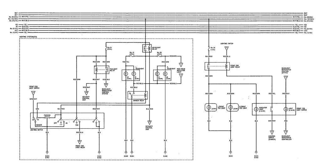 Acura Vigor (1992) - wiring diagrams - fog lamp ...