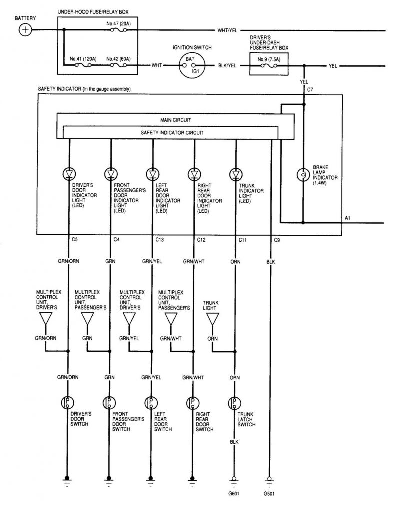 Acura TL (2000 – 2001) – wiring diagrams – indicator lamp ...