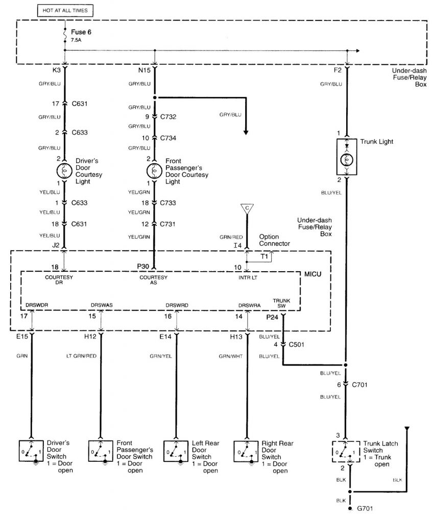 Acura TL (2003 – 2004) – wiring diagrams – interior lighting ...