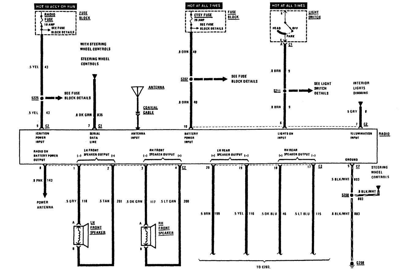 Buick Century (1991) - wiring diagrams - audio - Carknowledge.info
