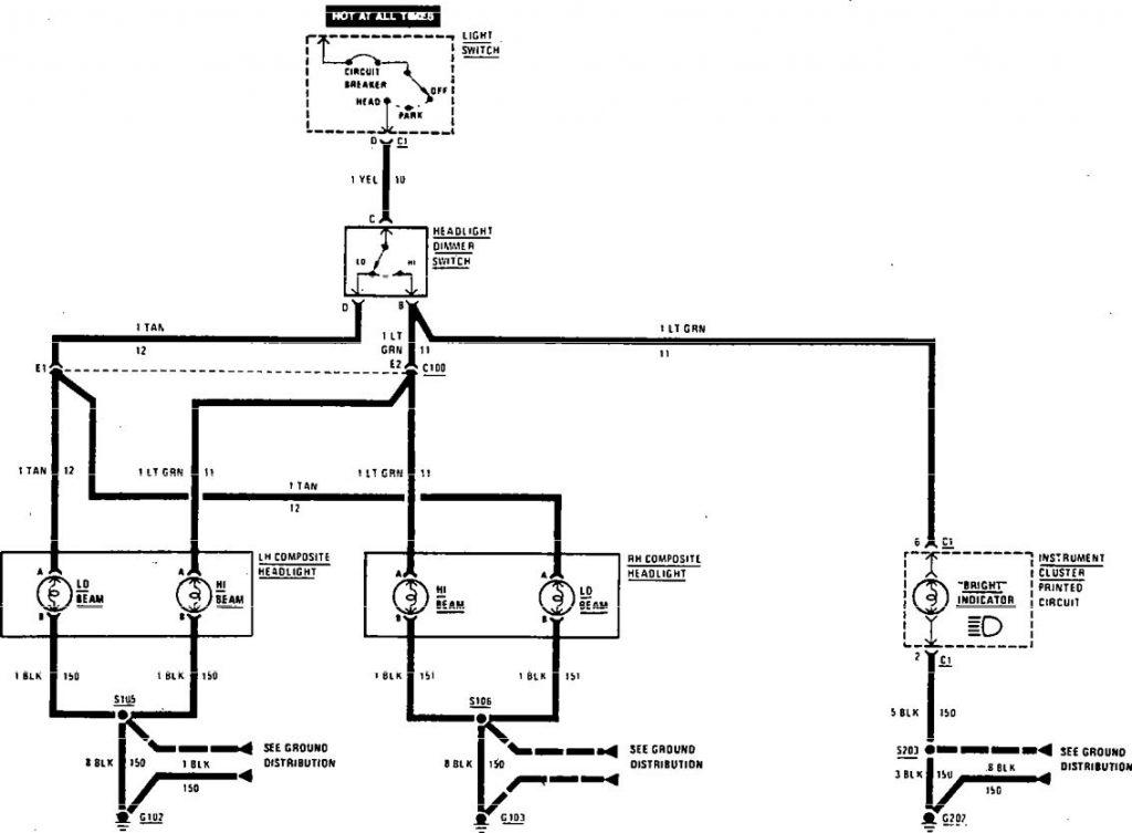 Buick Century (1990 - 1991) - wiring diagrams - headlamps