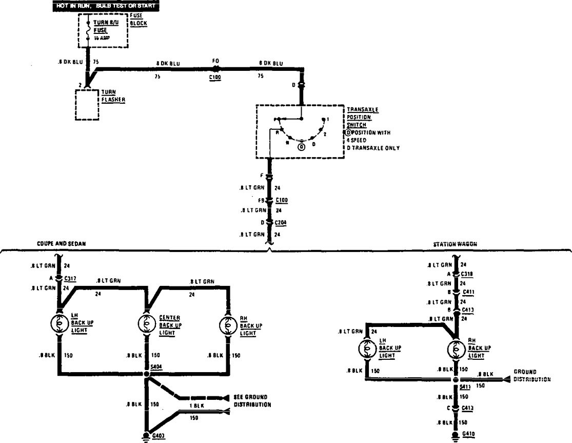 Buick Century (1990 - 1991) - wiring diagrams - reverse lamps