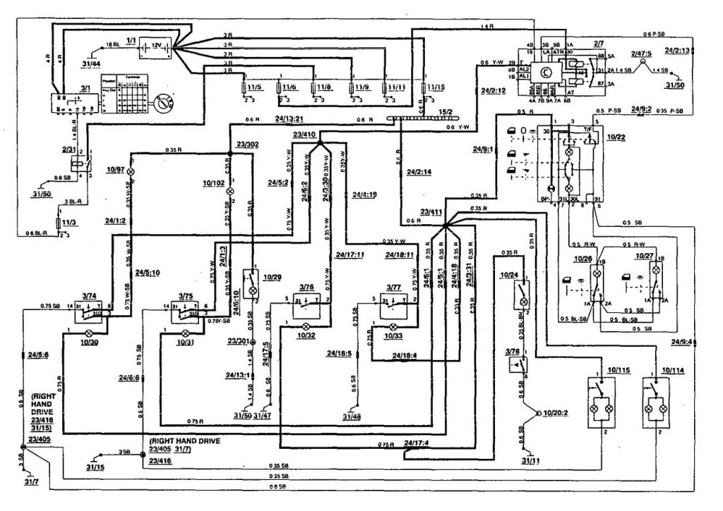 Volvo 850 (1994) – wiring diagrams – interior lighting - Carknowledge.info