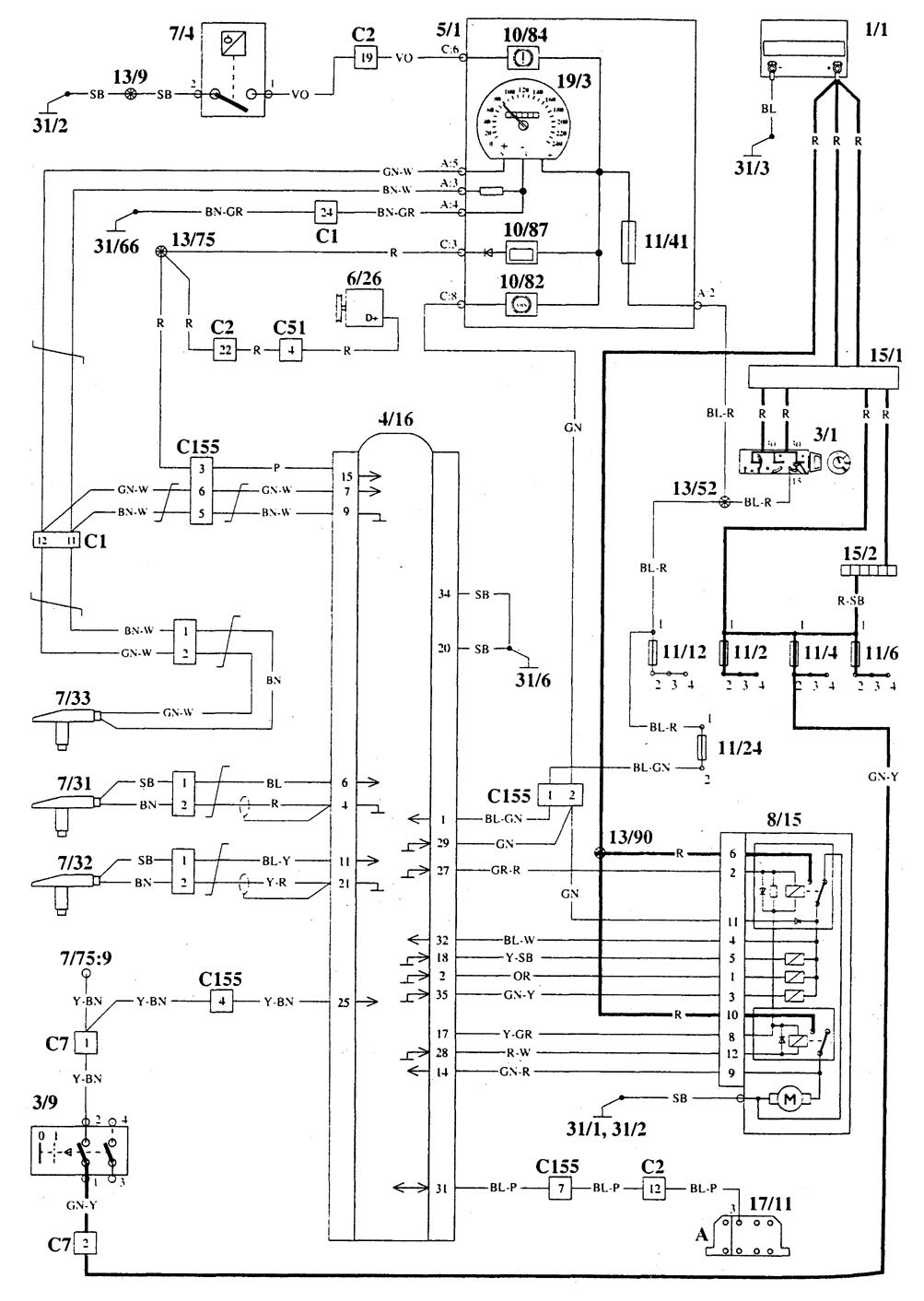 Volvo 940 (1995) – wiring diagrams – brake controls - Carknowledge.info