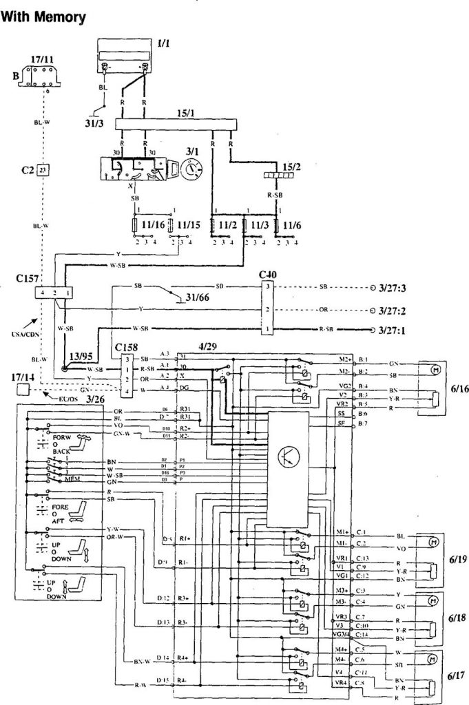 Volvo 940 (1995) – wiring diagrams – power seats - Carknowledge.info