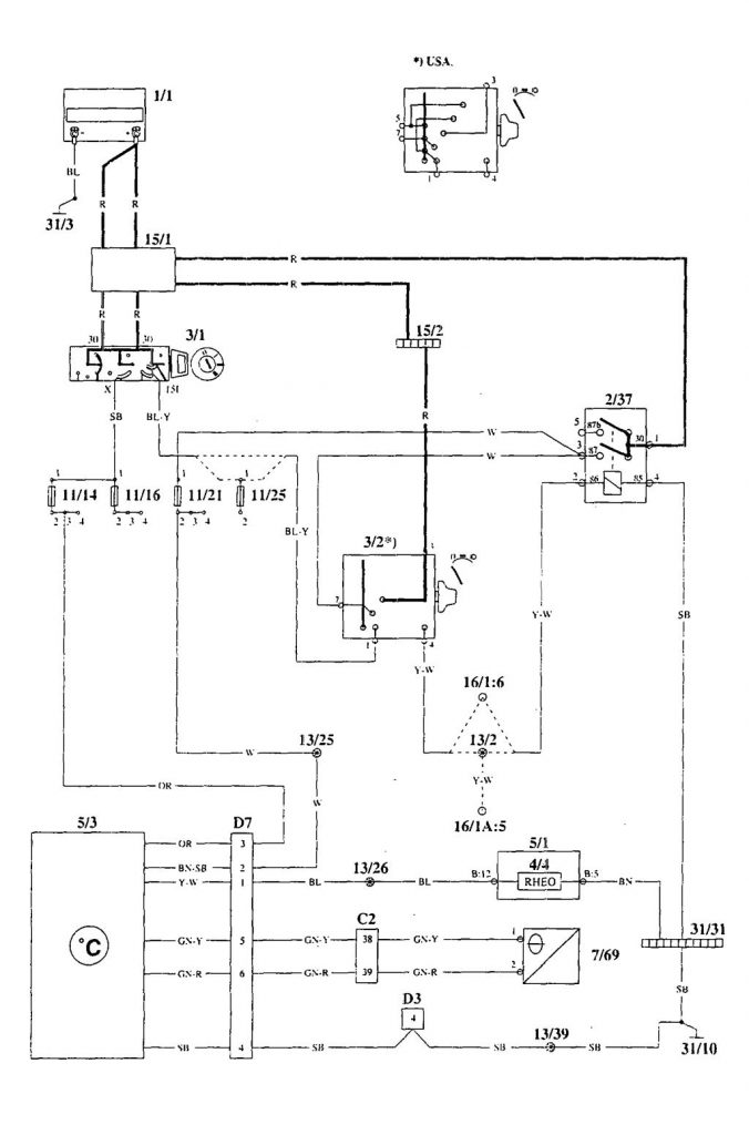 Volvo 940 (1995) – wiring diagrams – electronic compass/outside ...