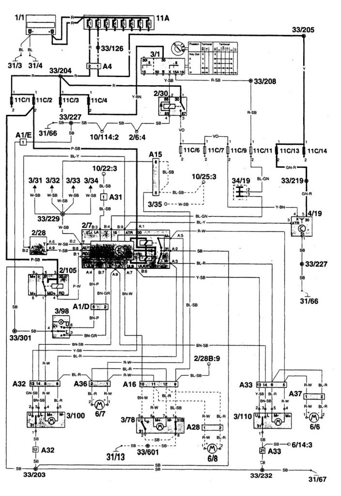 Volvo 960 (1996) – wiring diagrams – power locks - Carknowledge.info