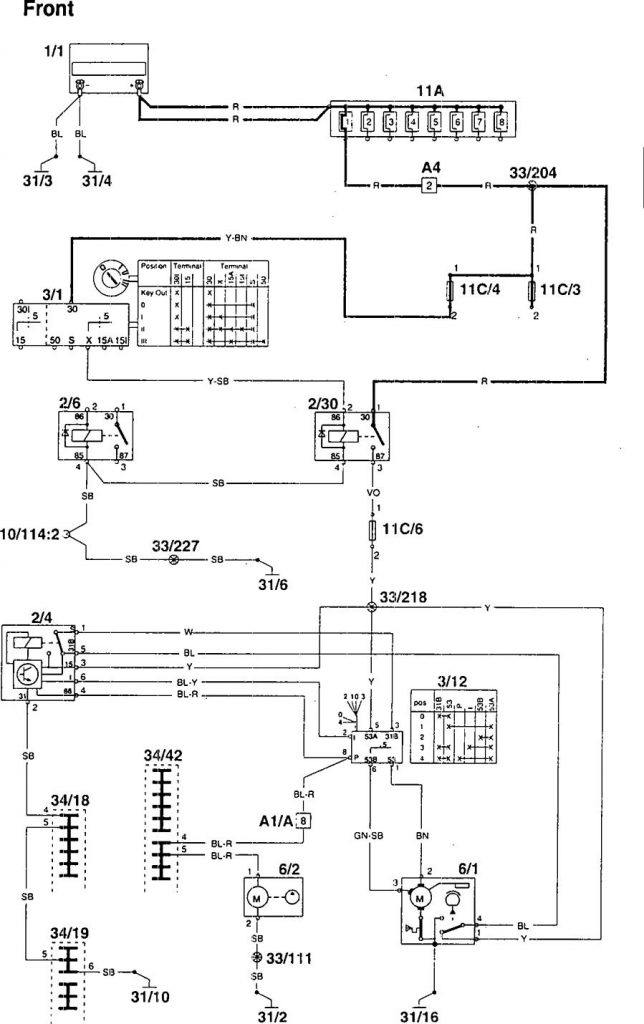 Volvo 960 (1995) wiring diagrams wiper/washer Carknowledge.info