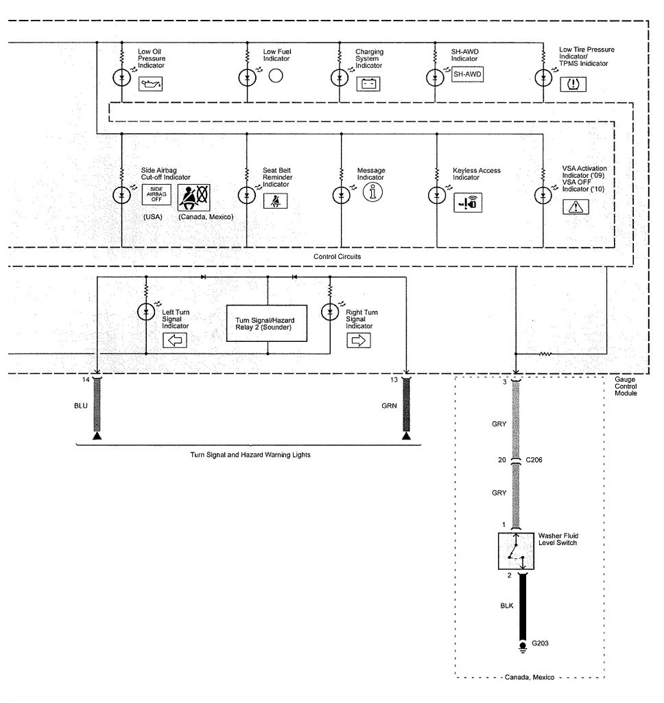 Acura TL (2009 2010) wiring diagrams instrumentation