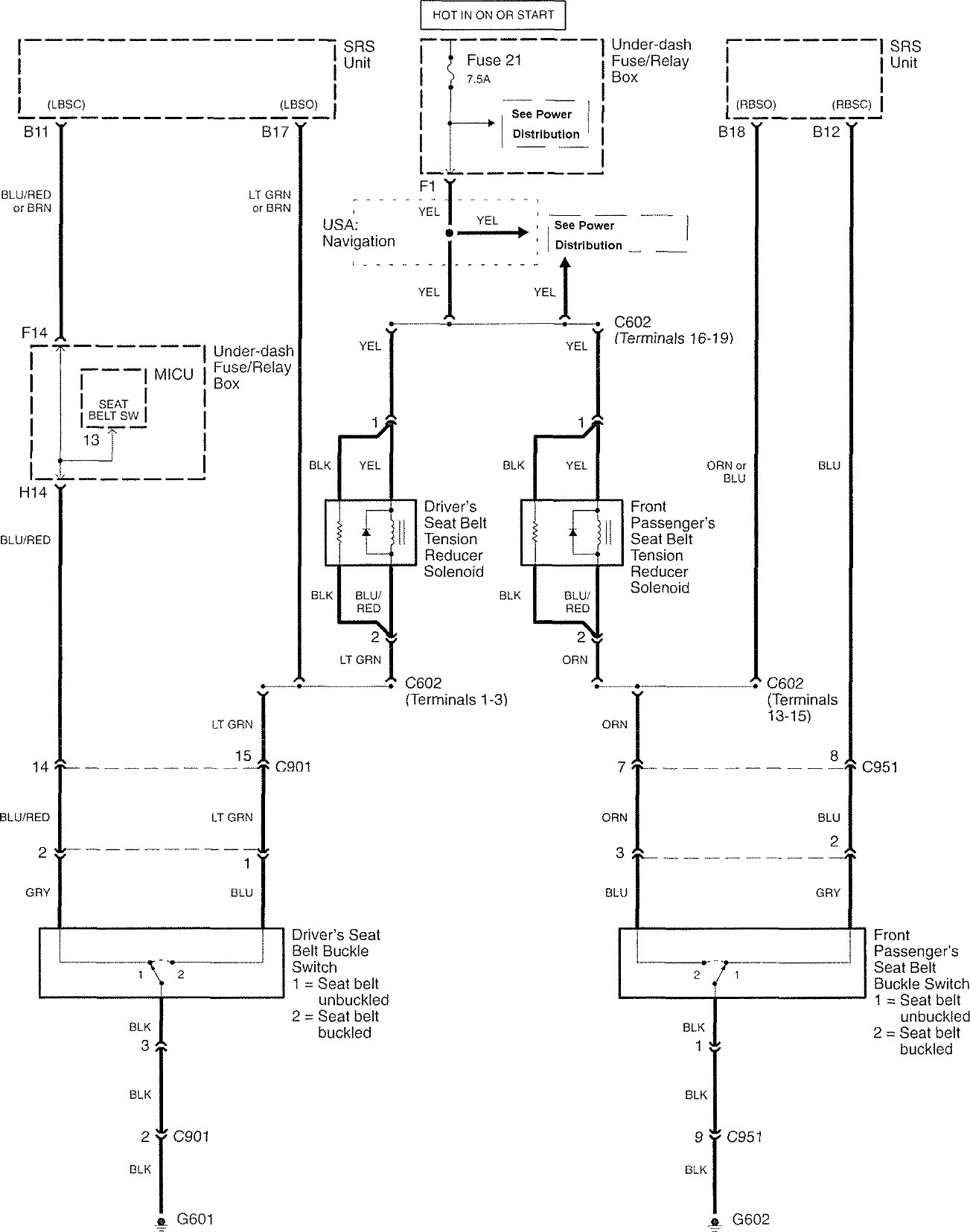 Acura TL (2007) wiring diagrams seat belts Carknowledge.info