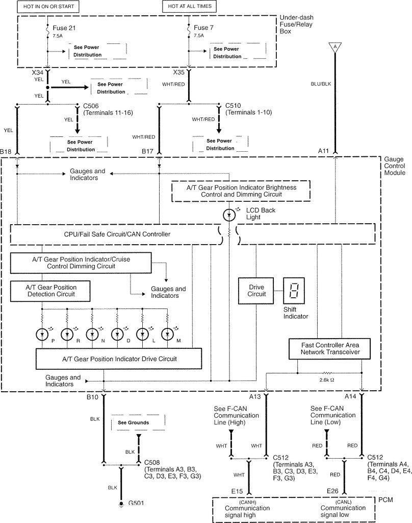 Acura TL (2007) – wiring diagrams – shift indicator - Carknowledge.info