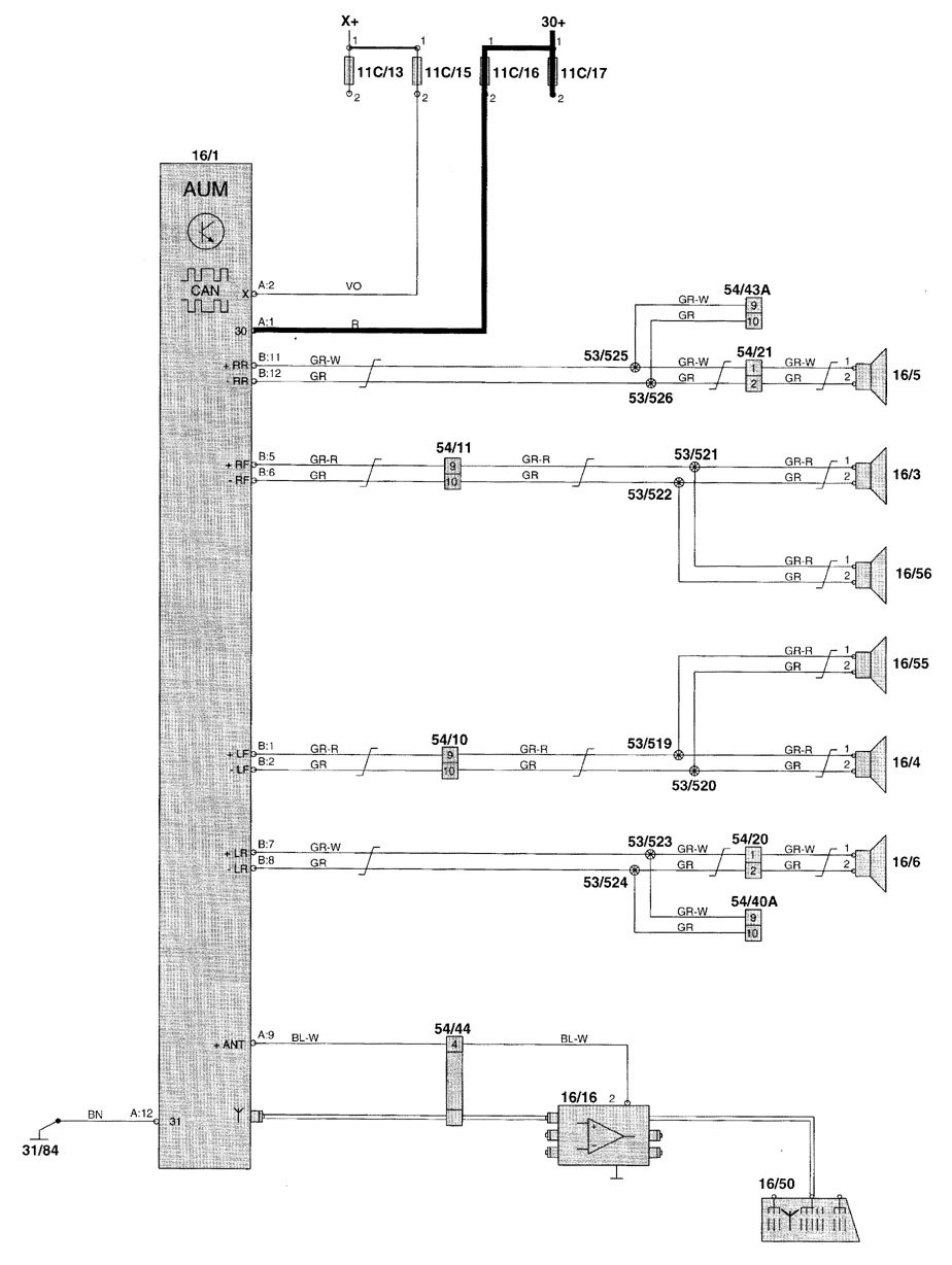 Volvo V70 (2001) - wiring diagrams - audio - Carknowledge.info