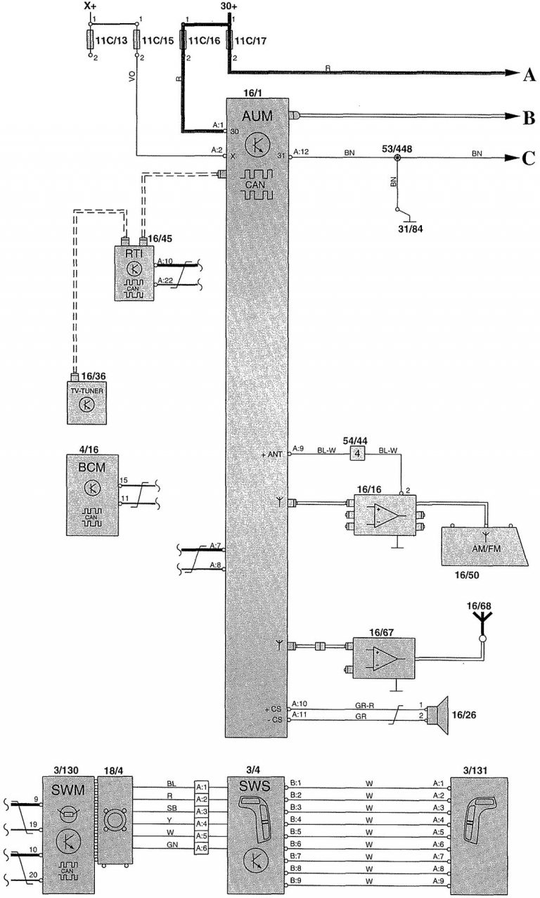 Volvo V70 (2002) - wiring diagrams - audio - Carknowledge.info