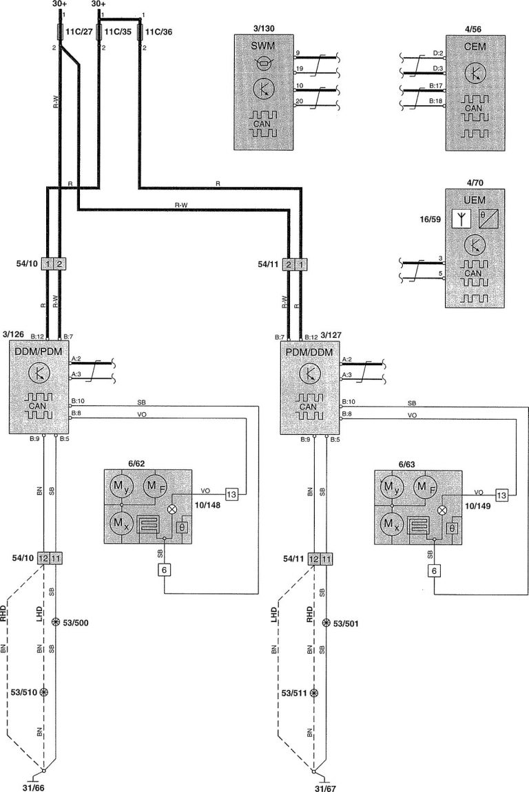 Volvo V70 (2002) - wiring diagrams - interior light dimming ...