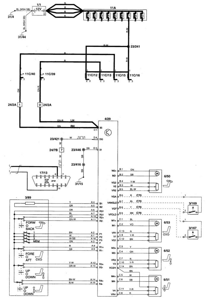 Volvo V70 (1998 – 1999) – wiring diagrams – power seat - Carknowledge.info