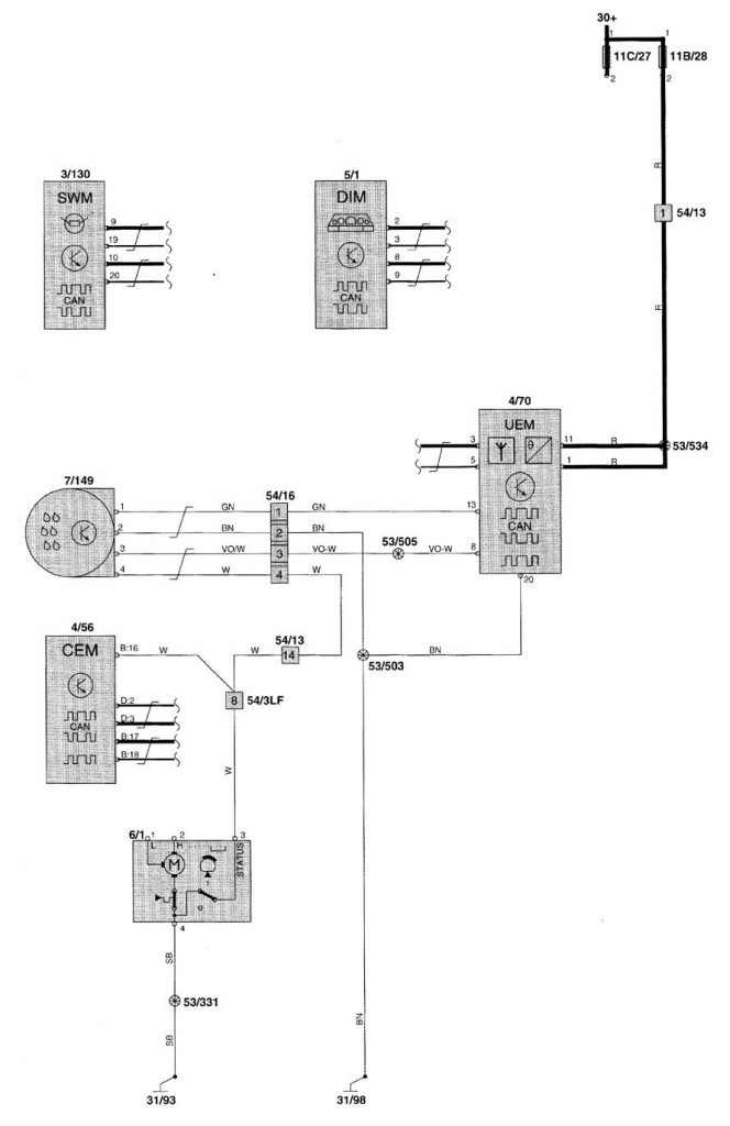 Volvo V70 (2001 – 2002) – wiring diagrams – wiper/washer - Carknowledge ...