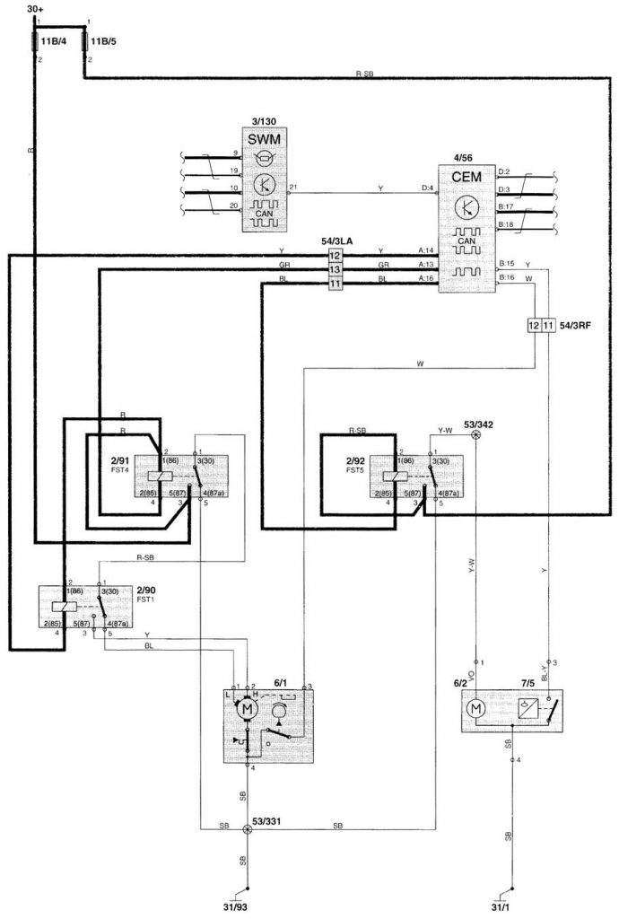 Volvo V70 (2000) – wiring diagrams – wiper/washer - Carknowledge.info