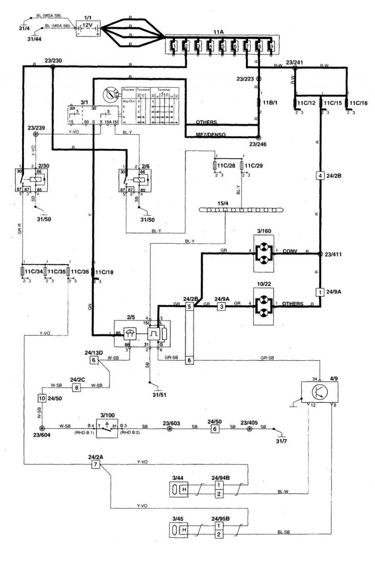 Volvo S70 (1998 – 2000) – wiring diagrams – key warning - Carknowledge.info