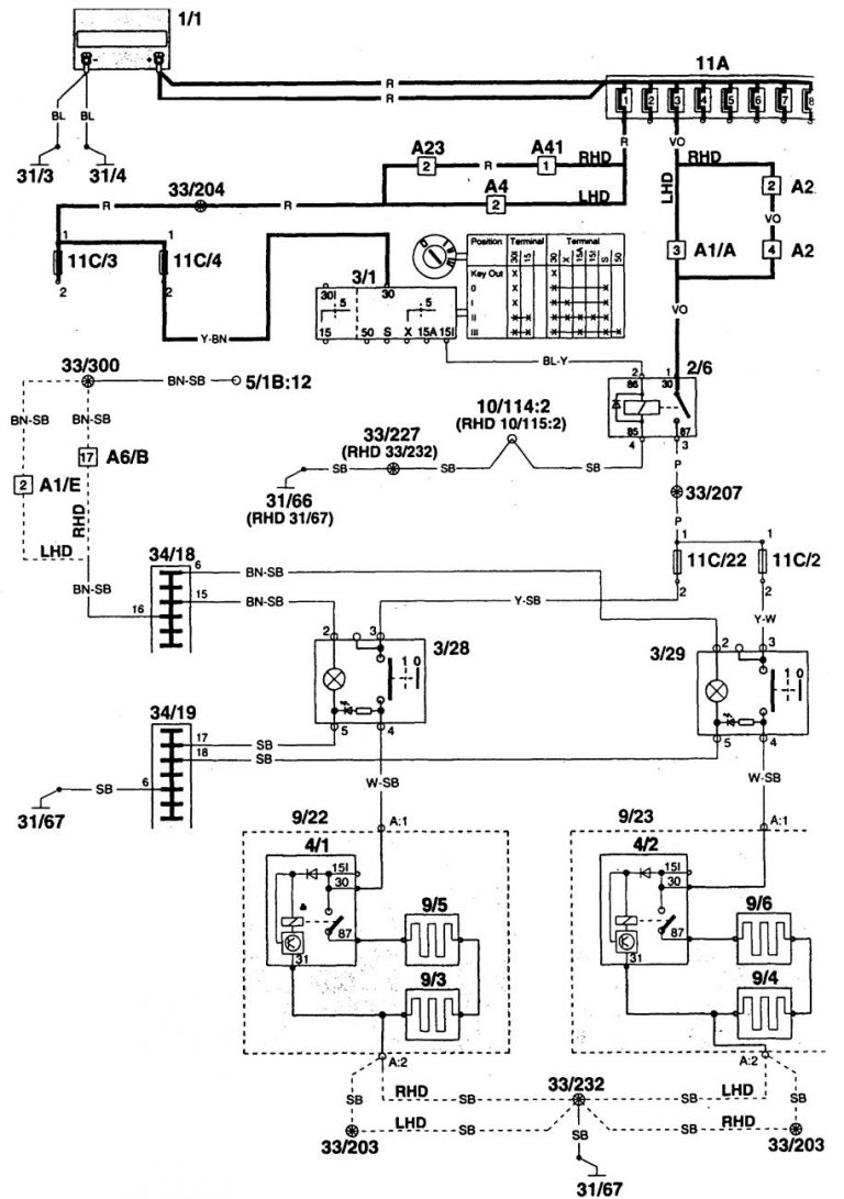 Volvo S90 (1997 – 1998) – wiring diagrams – heated seats - Carknowledge ...