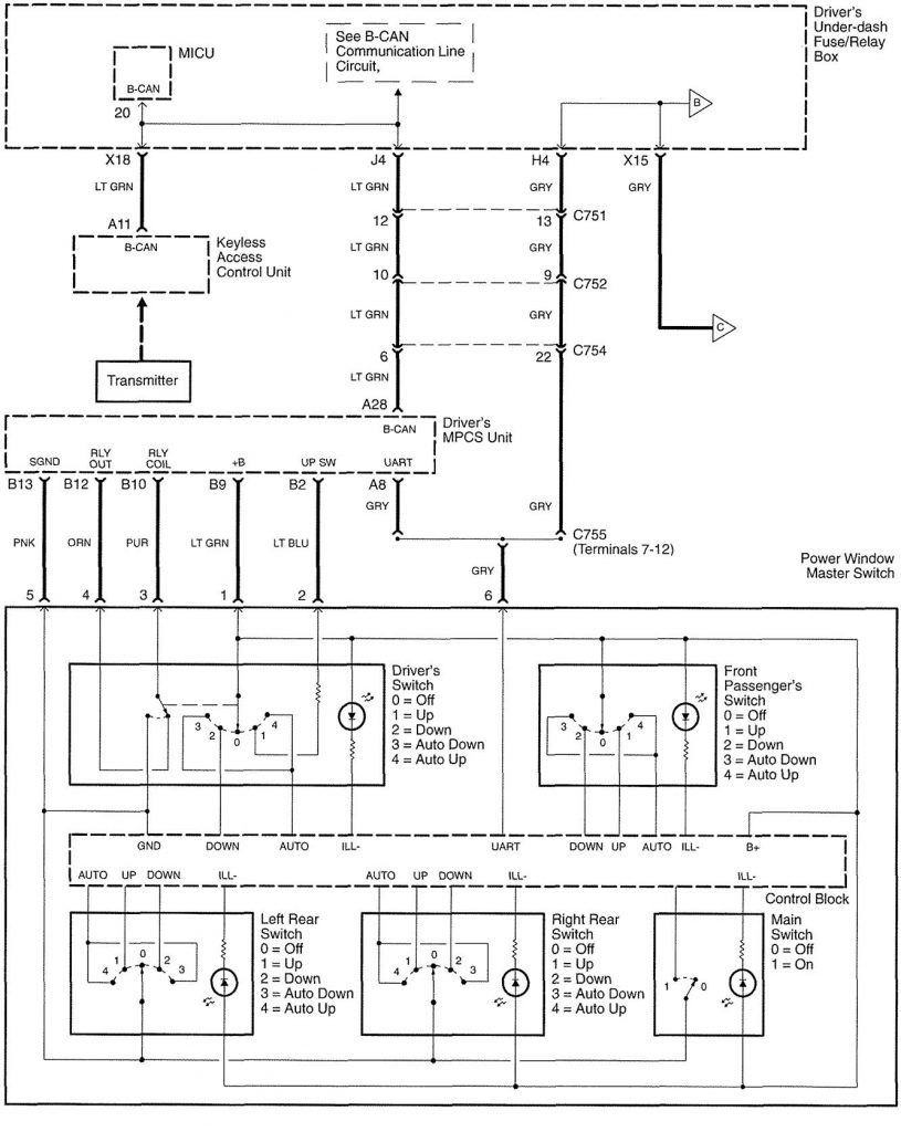 Acura RL (2005) – wiring diagrams – power windows - Carknowledge.info