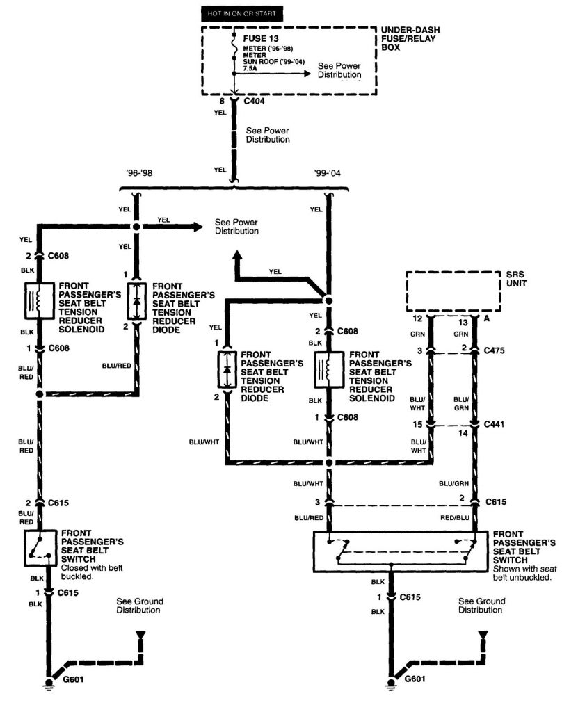 Acura RL (2003 – 2004) – wiring diagrams – seat belts - Carknowledge.info