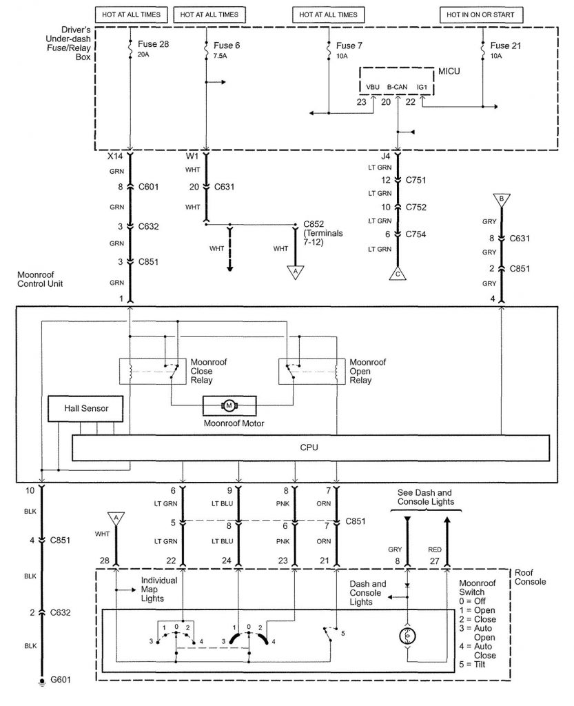 Acura RL (2007 – 2008) – wiring diagrams – sun roof - Carknowledge.info