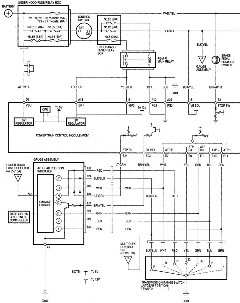 Acura RL (2000 - 2002) - wiring diagrams - transaxle controls ...