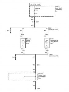 Acura RL - wiring diagram - vanity mirror lamp