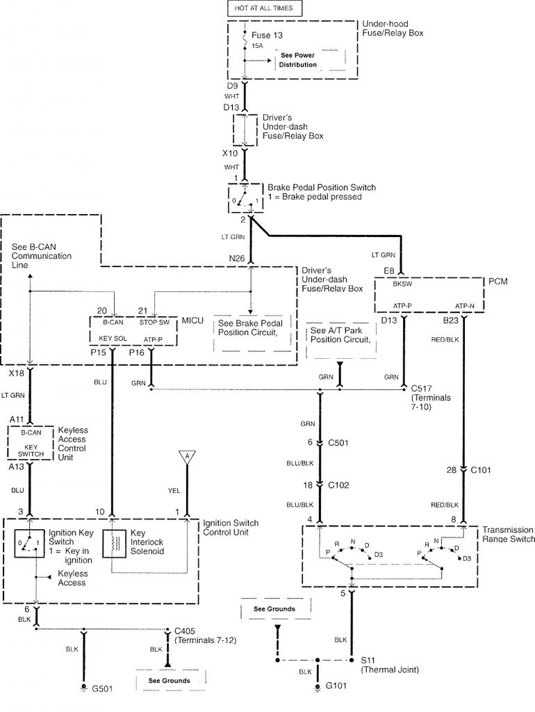 Acura RL (2008) – wiring diagrams – key interlock - Carknowledge.info