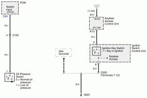 Acura RL - wiring diagram - oil warning (part 4)